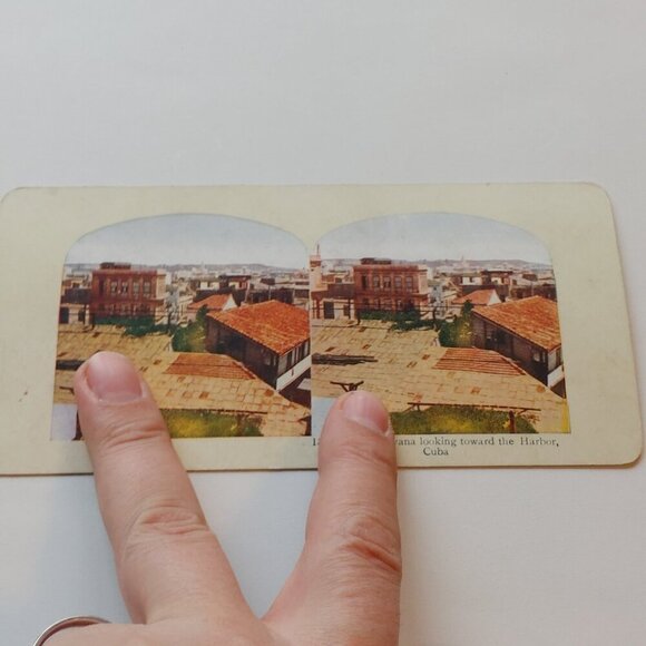 ANTIQUE Stereograph Card Singapore India/City of Havana DOUBLE SIDED - Picture 5 of 5